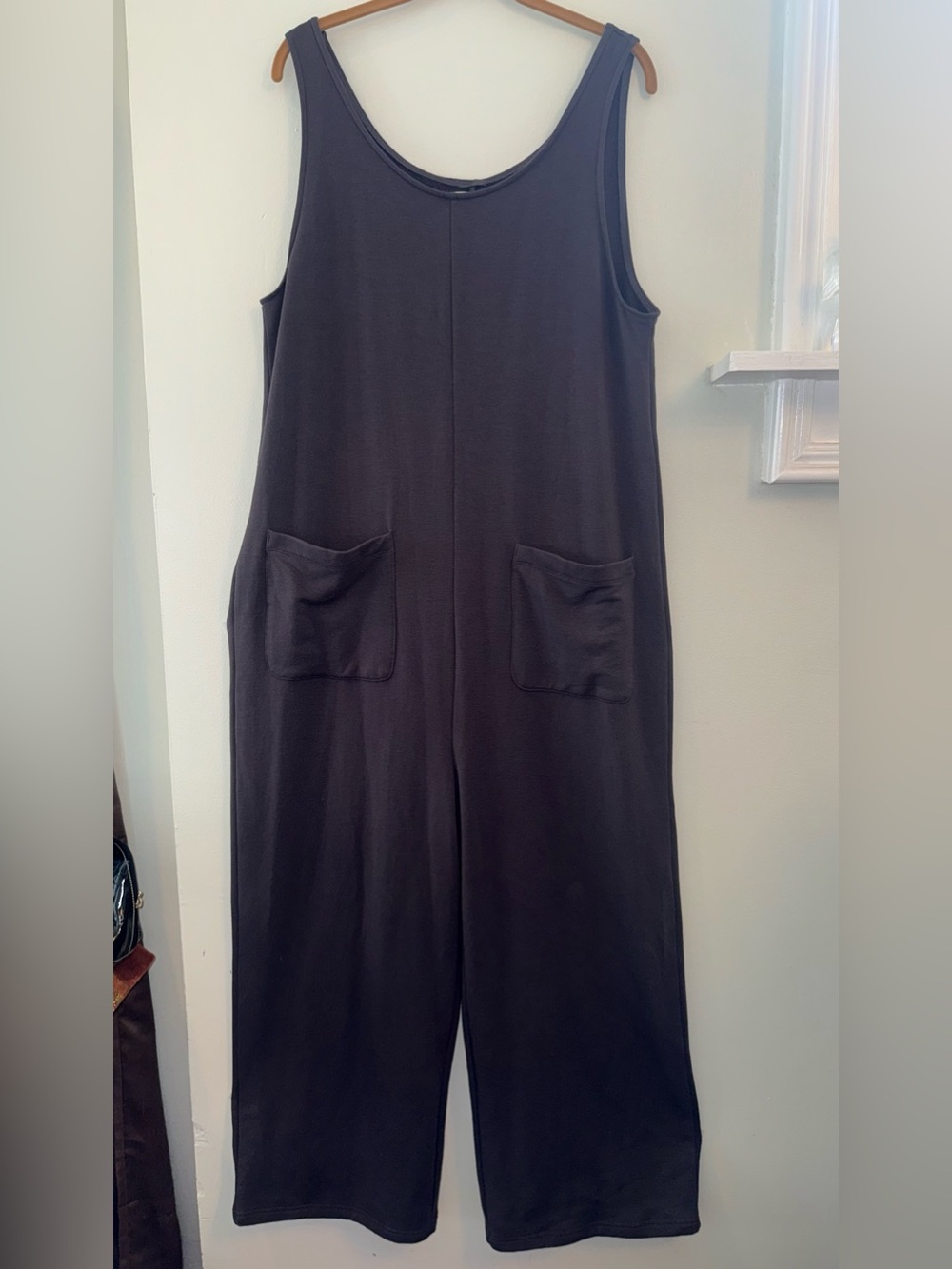 Madewell Black Sleeveless Wide-Leg Pocket Romper